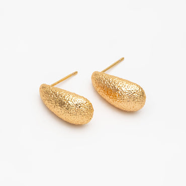 10pcs Gold Stardust Teardrop Earrings, 18K Gold Plated Brass, Water Drop Stud Earrings (GB-4254)