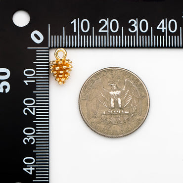10pcs Gold Pine Cone 3D Charms 12x8mm, Real Gold plated Brass, Lead Nickel Free (GB-4589-I)