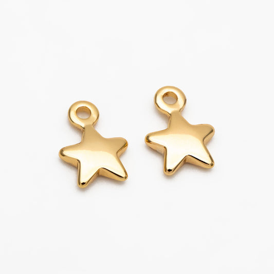 20pcs Gold /Silver Star Charms 10x7mm, Real Gold/ Rhodium plated Brass, Lead Nickel Free (GB-194)