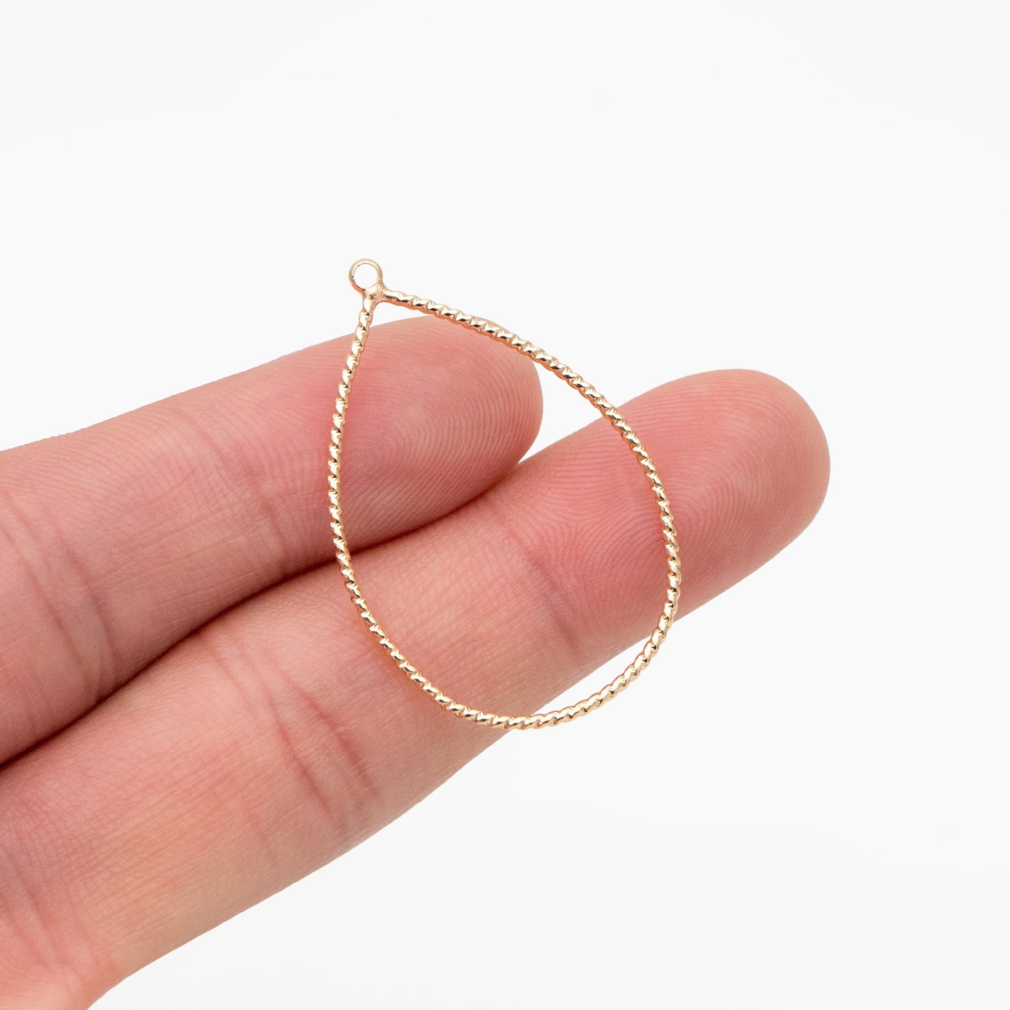 10pcs Gold Teardrop Pendants 28/ 35mm, Gold plated Brass Drop Charms, Geometric Link Hoops (GB-212)