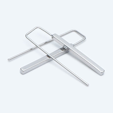 10pcs Gold/ Silver Tone Cube Ear Hooks 34x10mm, Gold/ Rhodium plated Brass Square Bar Earwires, Minimalist Earring Components (GB-2732)