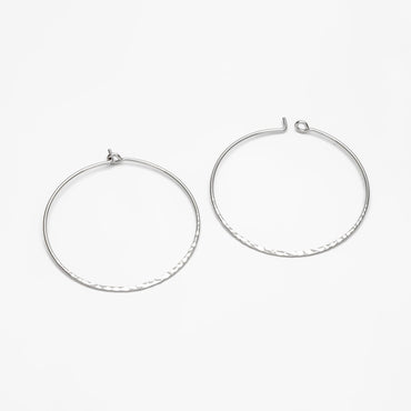 10pcs Gold/ Silver Large Hoop Ear Wire, 43mm, Gold/ Rhodium plated Brass Hoop Earrings, Threader Earring Components (GB-3680)