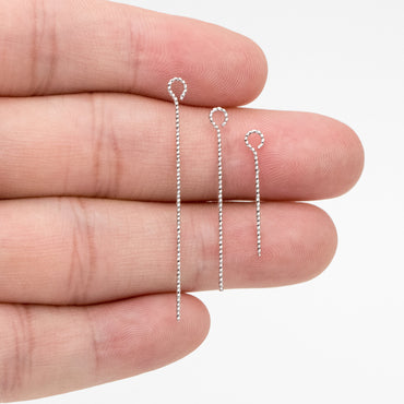 100pcs Gold/ Silver Tone Eye Pins, 20/ 30/ 40mm by 0.7mm, Gold/ Rhodium plated Brass Eyepins Wholesale (GB-1434)