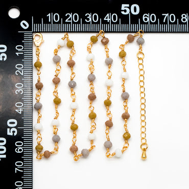 Gold Glass Rondelle Bead Chain 3.5mm, Finished Bracelet/ Anklet/ Necklace with Extender Chain, Ready to Wear (#LK-601)