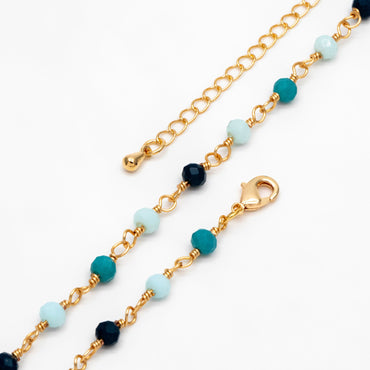 Gold Glass Rondelle Beaded Chain 3.5mm, Adjustable Bracelet/ Anklet/ Necklace, Ready to Wear (#LK-602)
