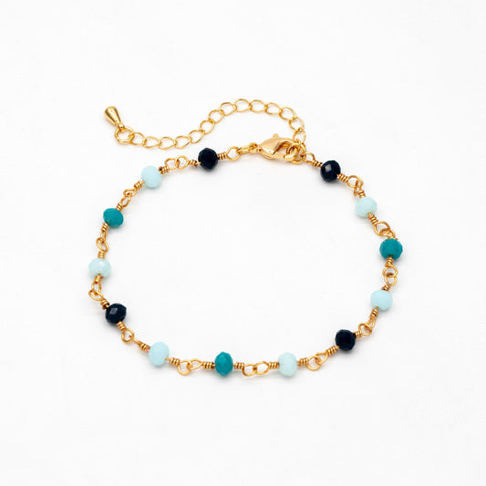 Gold Glass Rondelle Beaded Chain 3.5mm, Adjustable Bracelet/ Anklet/ Necklace, Ready to Wear (#LK-602)