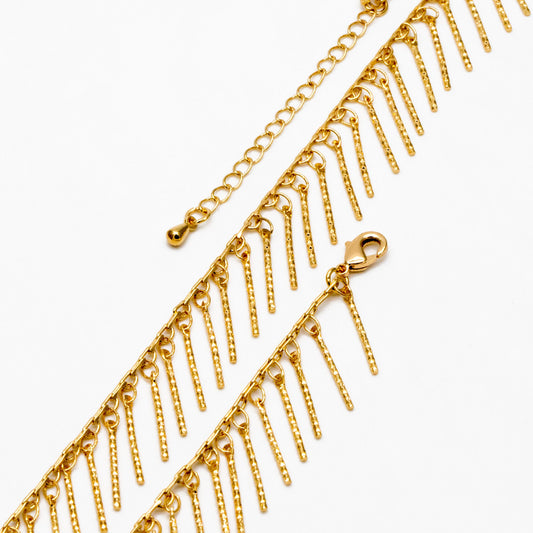 Gold/ Silver Stick Bar Bead Chains, Finished Bracelet/ Anklet/ Necklace with Extender Chain, Ready to Wear (#LK-194)