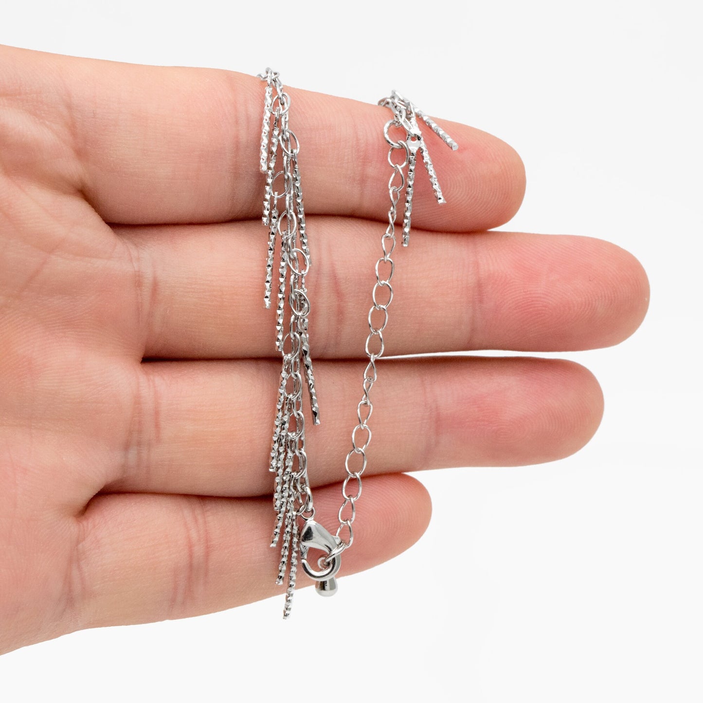 Gold/ Silver Stick Bar Bead Chains, Finished Bracelet/ Anklet/ Necklace with Extender Chain, Ready to Wear (#LK-194)