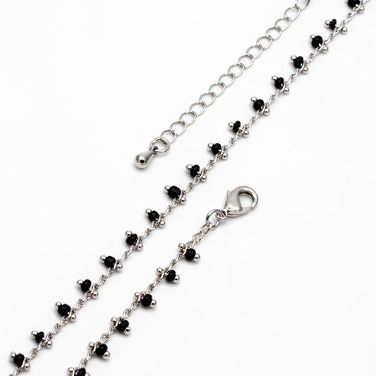 Silver tone Beaded Chains, Finished Bracelet/ Anklet/ Necklace with Extender Chain, Ready to Wear (#LK-271)