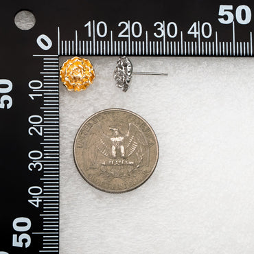 10pcs Gold/ Silver Rose Flower Earrings, 10mm, Gold/ Rhodium Plated Brass Dainty Stud Earrings (GB-4337)