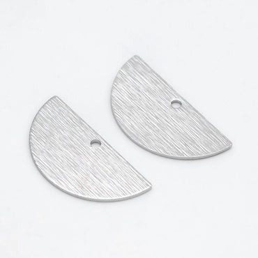 10pcs Brushed Gold/ Silver Semicircle Charms 21/ 24mm, Geometric Disc Coins, Semi Round Pendants (GB-3817)