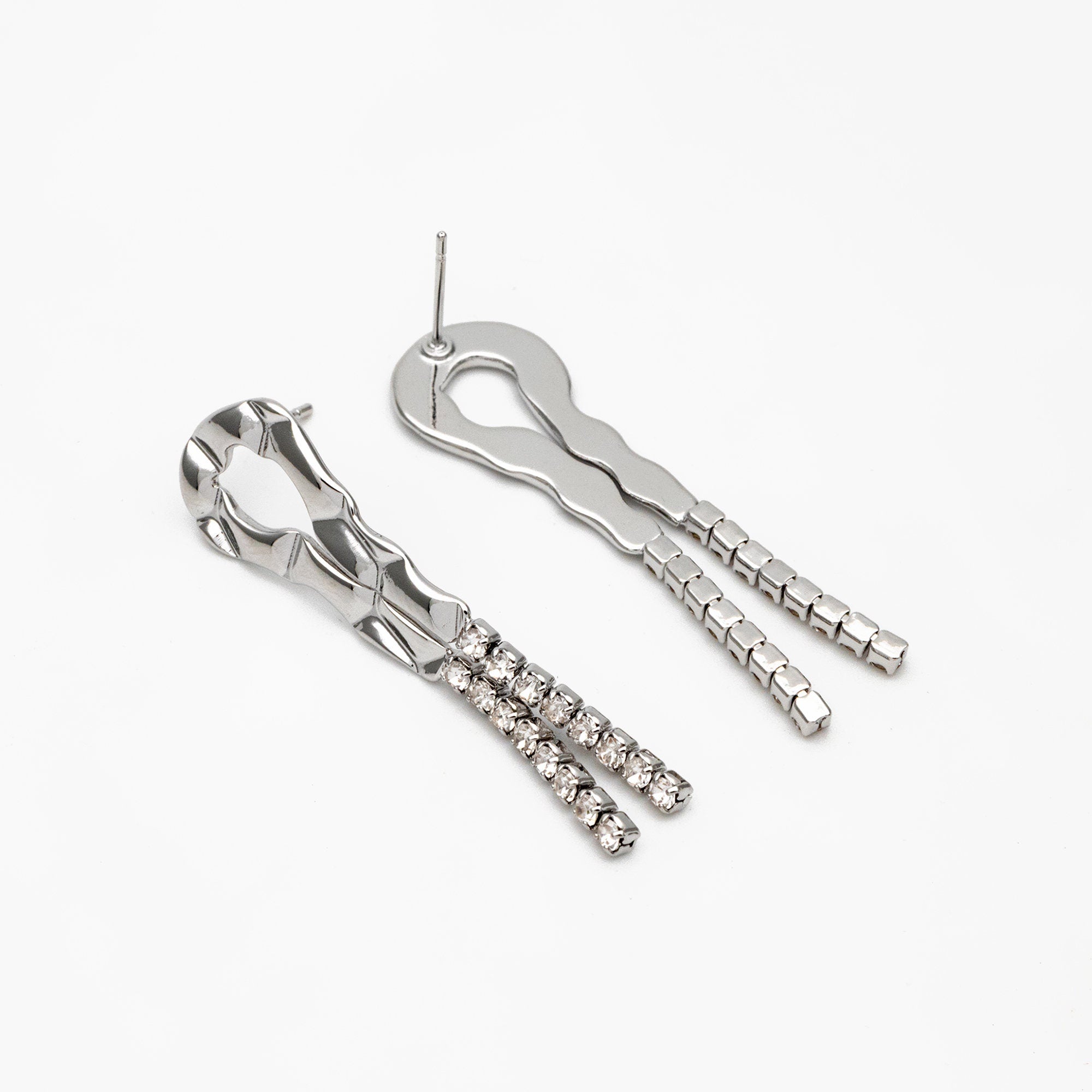 4pcs CZ Pave Gold/ Silver Chain Tassel Earrings, Tassel Stud Earring, Dangling Earrings, Minimalist Earrings (GB-4292)