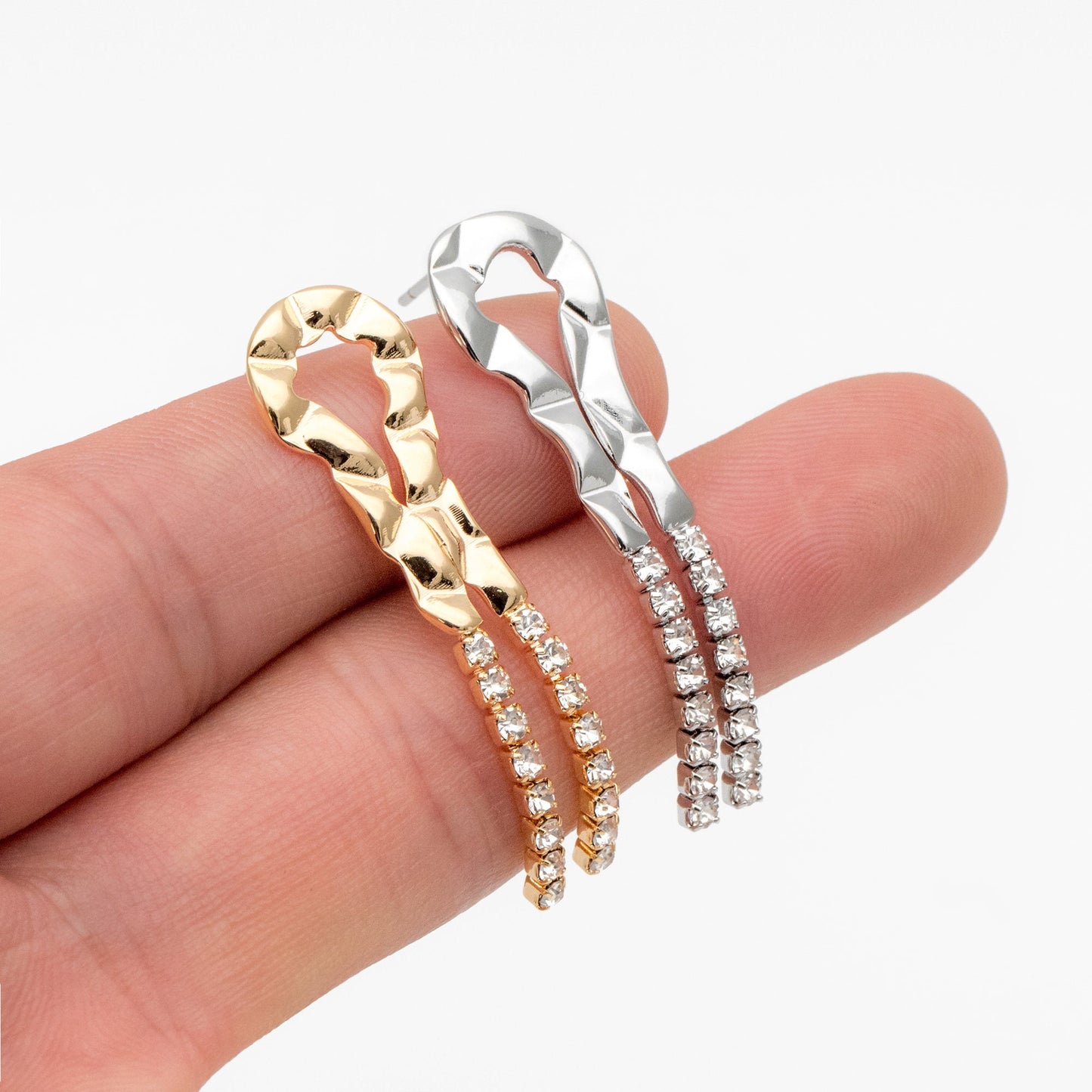 4pcs CZ Pave Gold/ Silver Chain Tassel Earrings, Tassel Stud Earring, Dangling Earrings, Minimalist Earrings (GB-4292)