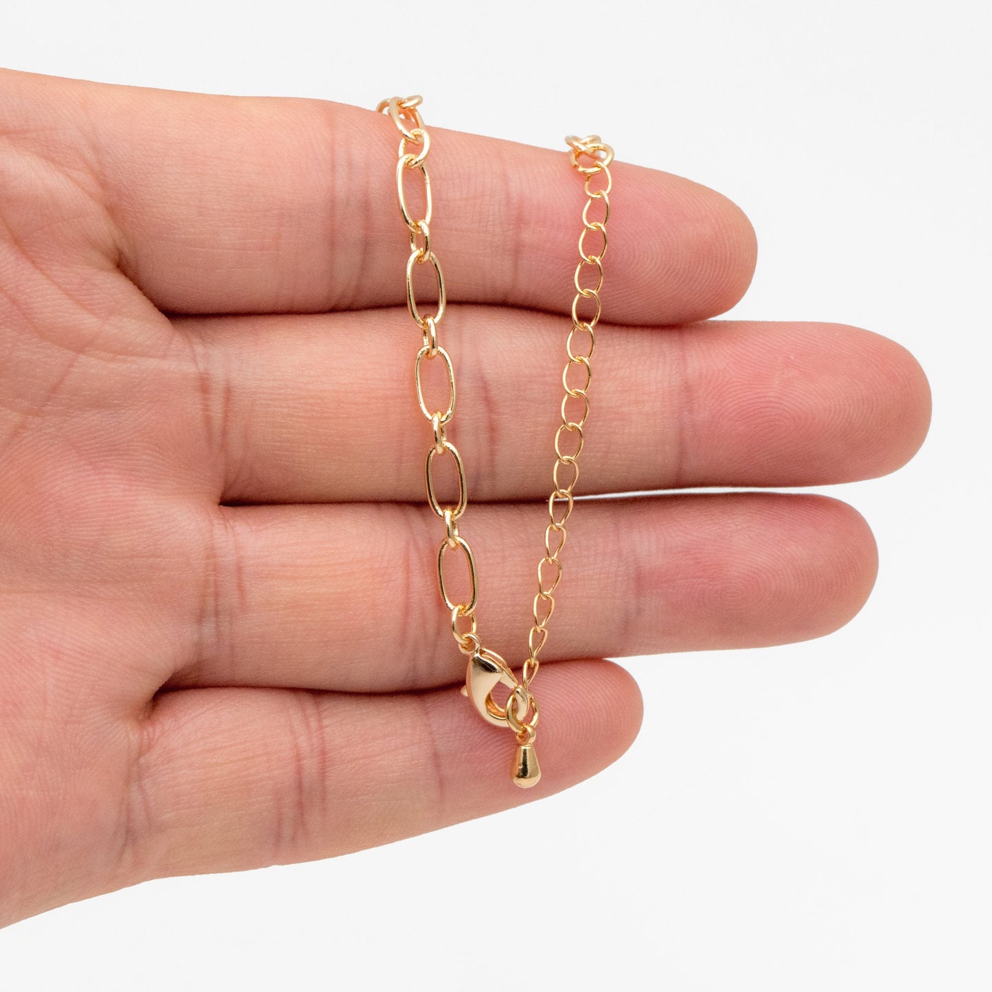 Dainty Gold/ Silver Oval Cable Chains 4/ 4.7mm, Finished Bracelet/ Anklet/ Necklace with Extender Chain, Ready to Wear (#LK-329)