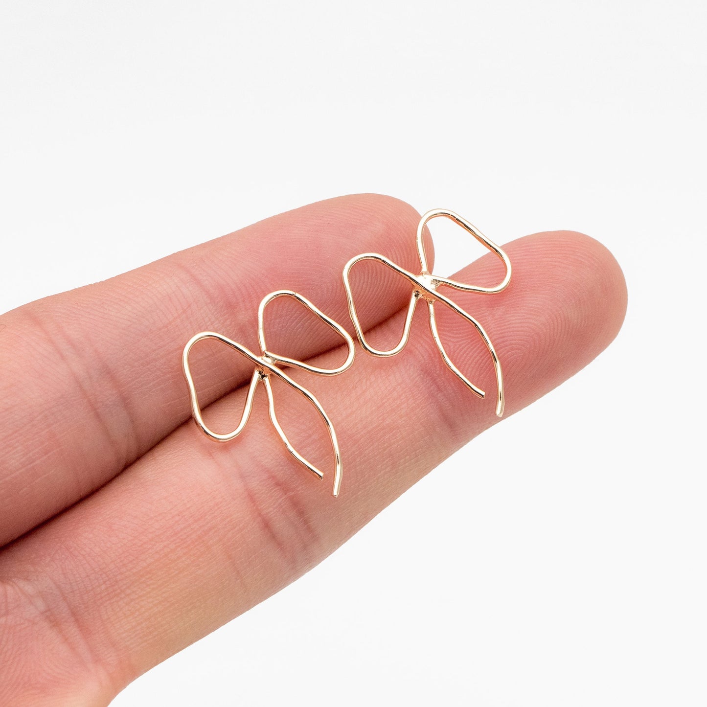 10pcs Gold/ Silver Bowknot Earrings, Gold/ Rhodium plated Brass, Minimalist Earrings, Jewelry Supplies (GB-4301)