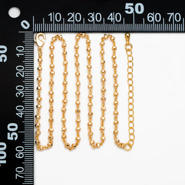Gold/ Silver Beaded Chains 2.6mm, Finished Bracelet/ Anklet/ Necklace with Extender Chain, Ready to Wear (#LK-335)
