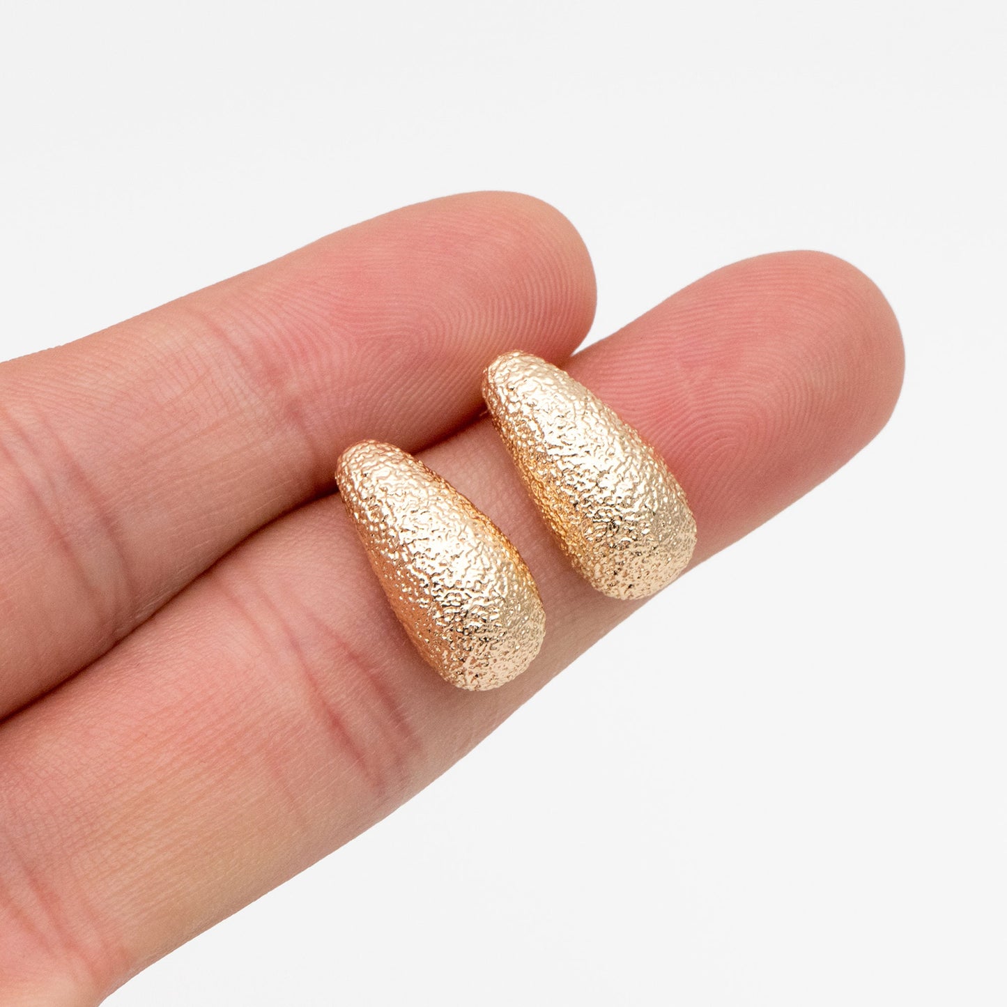 10pcs Gold Stardust Teardrop Earrings, 18K Gold Plated Brass, Water Drop Stud Earrings (GB-4254)