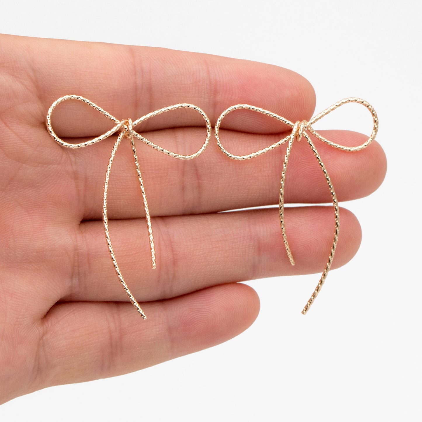 4pcs Gold/ Silver Bowknot Earrings, Gold/ Rhodium plated Brass, Minimalist Earrings, Jewelry Supplies (GB-4310)