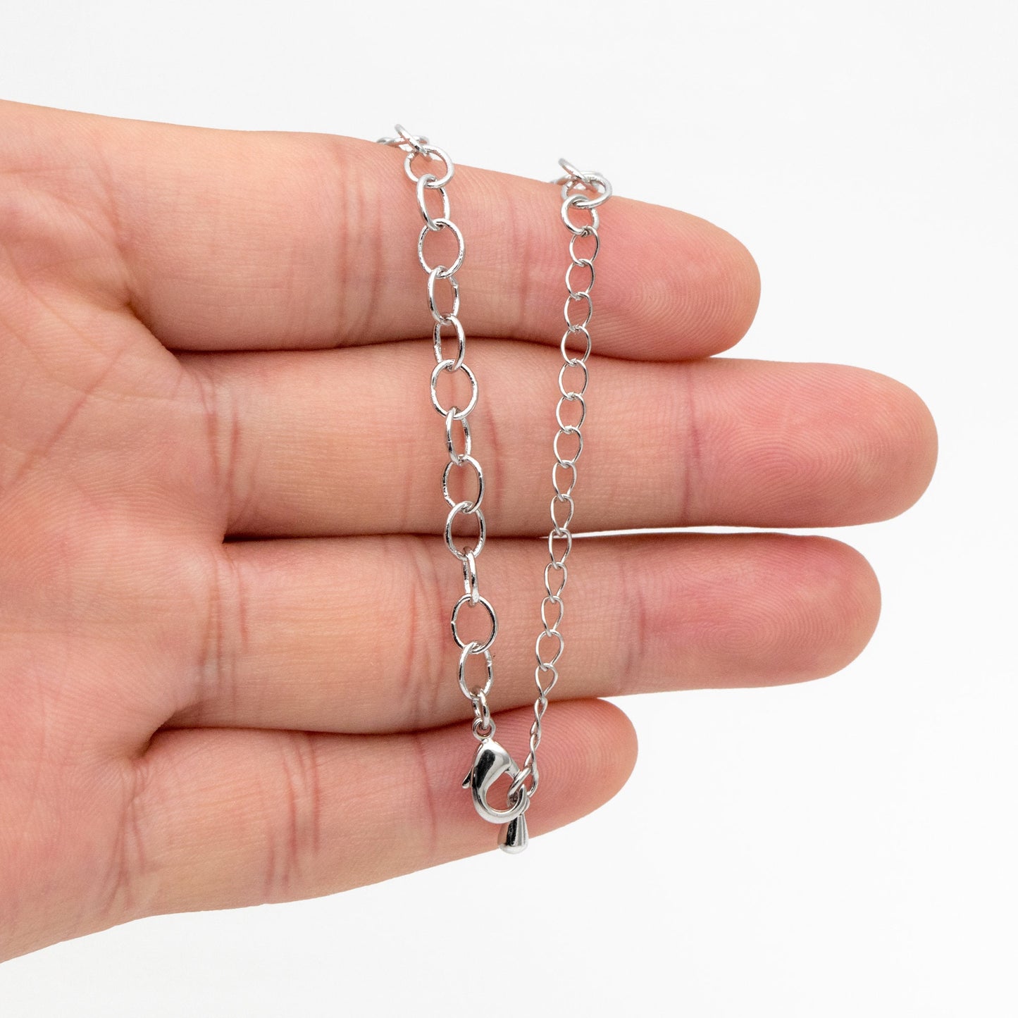 Gold/ Silver Tone Round Loop Chain 5mm, Finished Bracelet/ Anklet/ Necklace with Extender Chain, Ready to Wear (#LK-604)