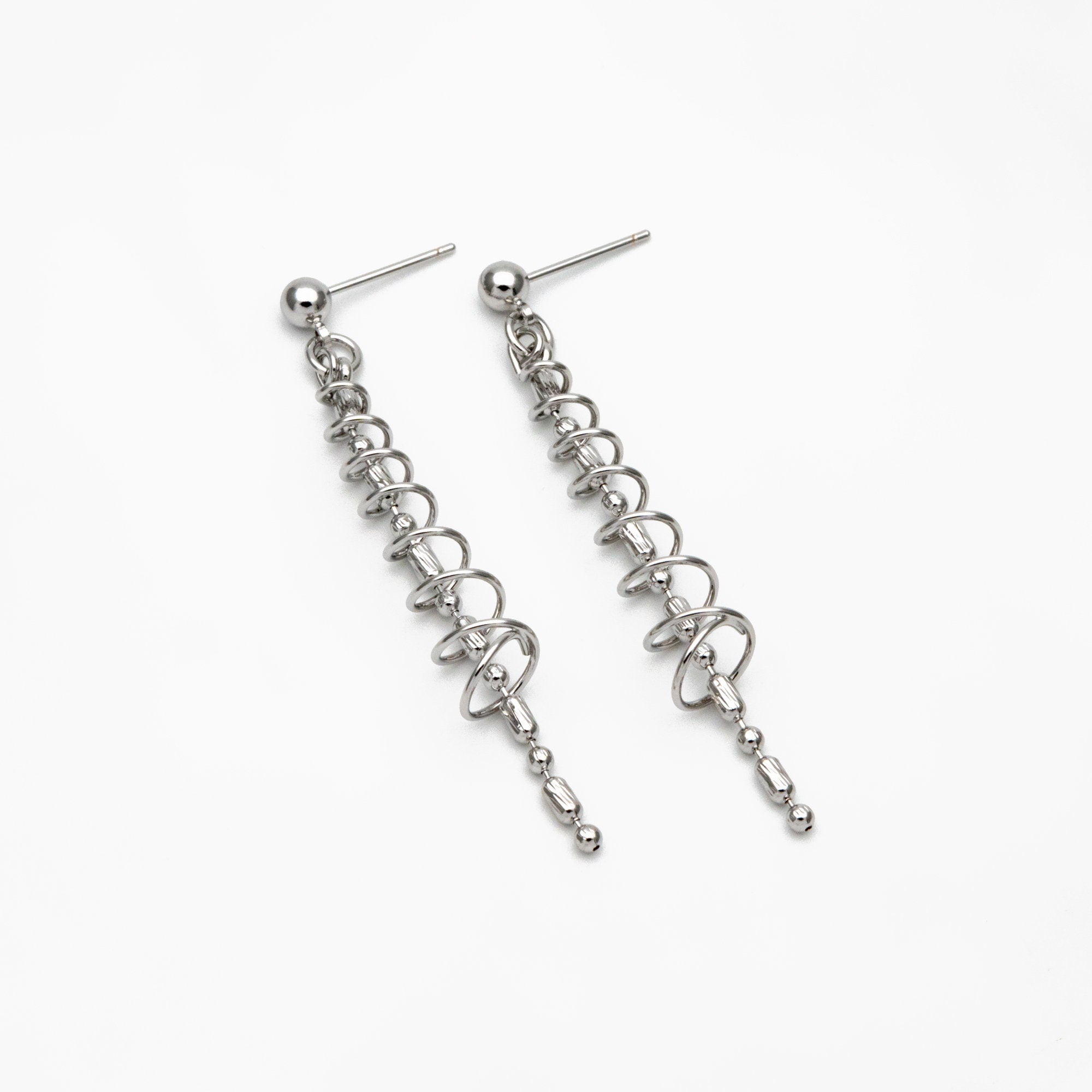 4pcs Gold/ Silver Spiral Chain Tassel Earrings, Tassel Stud Earring, Dangling Earrings, Minimalist Earrings (GB-4306)