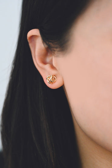 10pcs Gold Wire Ball Earrings, Gold plated Brass, Minimalist Stud Earrings (GB-1833-B)
