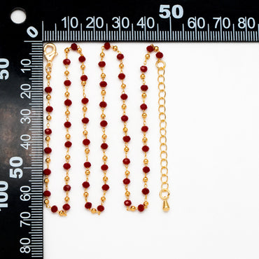Gold Crystal Beaded Chains 3mm, Finished Bracelet/ Anklet/ Necklace with Extender Chain, Ready to Wear (#LK-200)