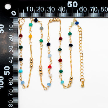 Gold Glass Rondelle Bead Chain 3.5mm, Finished Necklace with Extender Chain, Ready to Wear (#LK-442)