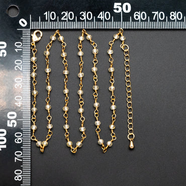 Roundlle Cubic Zirconia Finished Bracelet/ Anklet/ Necklace with Extender Chain, Ready to Wear (#LK-603)