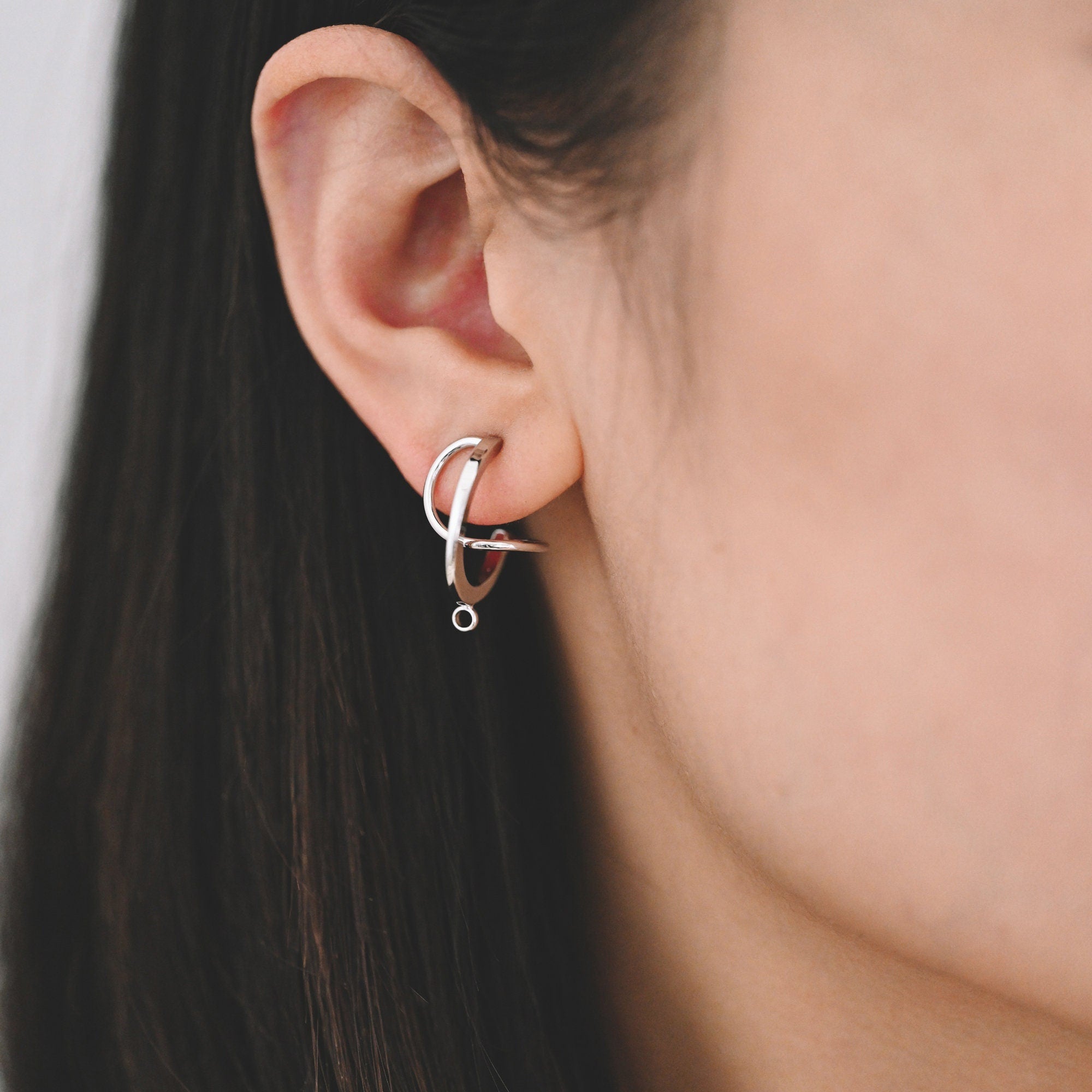 10pcs Gold/ Rhodium plated Brass Earring Posts, Geometric Circle Stud Earring, Circle Size 18mm (GB-596)