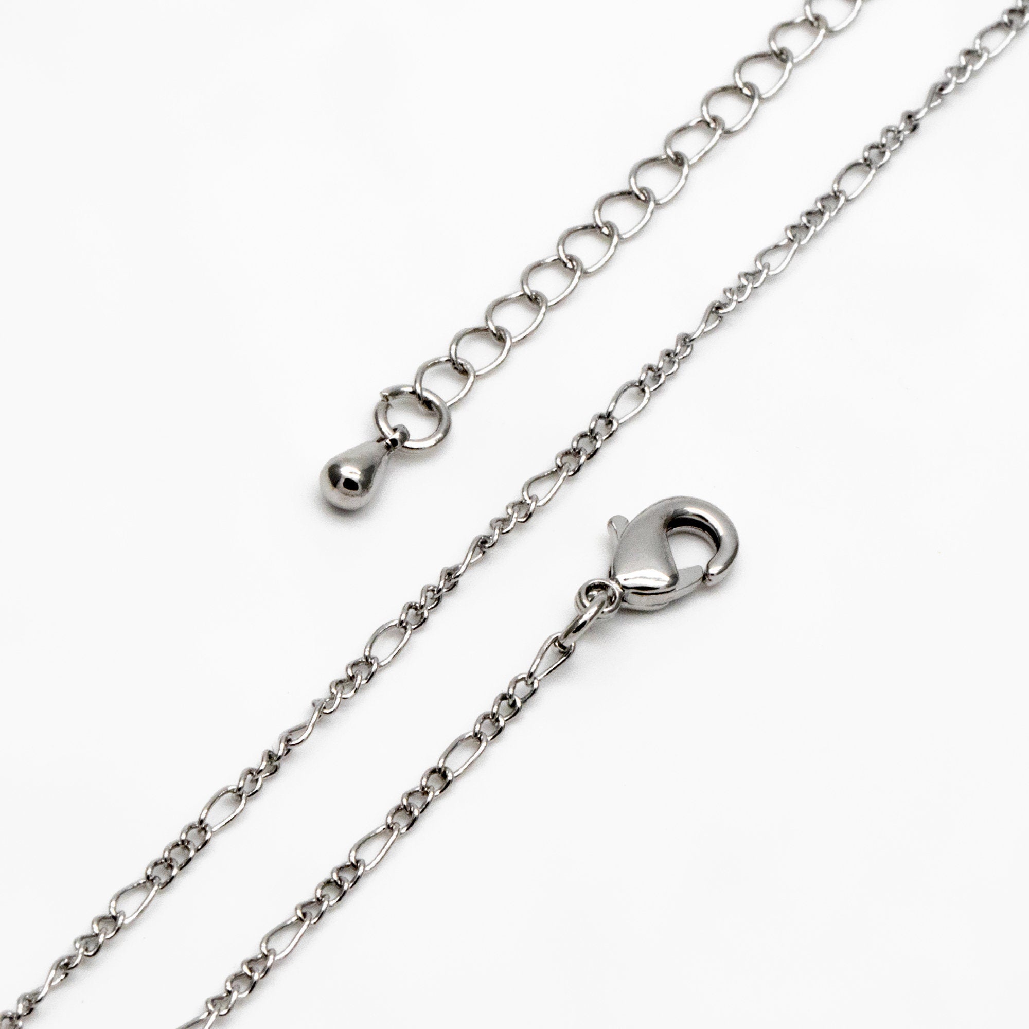 Gold/ Silver Tone Figaro Chains 1.6mm, Finished Bracelet/ Anklet/ Necklace with Extender Chain, Ready to Wear (#LK-168)