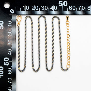 Multi Color Curb Chain: Brass Bracelet, Anklet, Necklace with Extender, Ready to Wear (#LK-258)