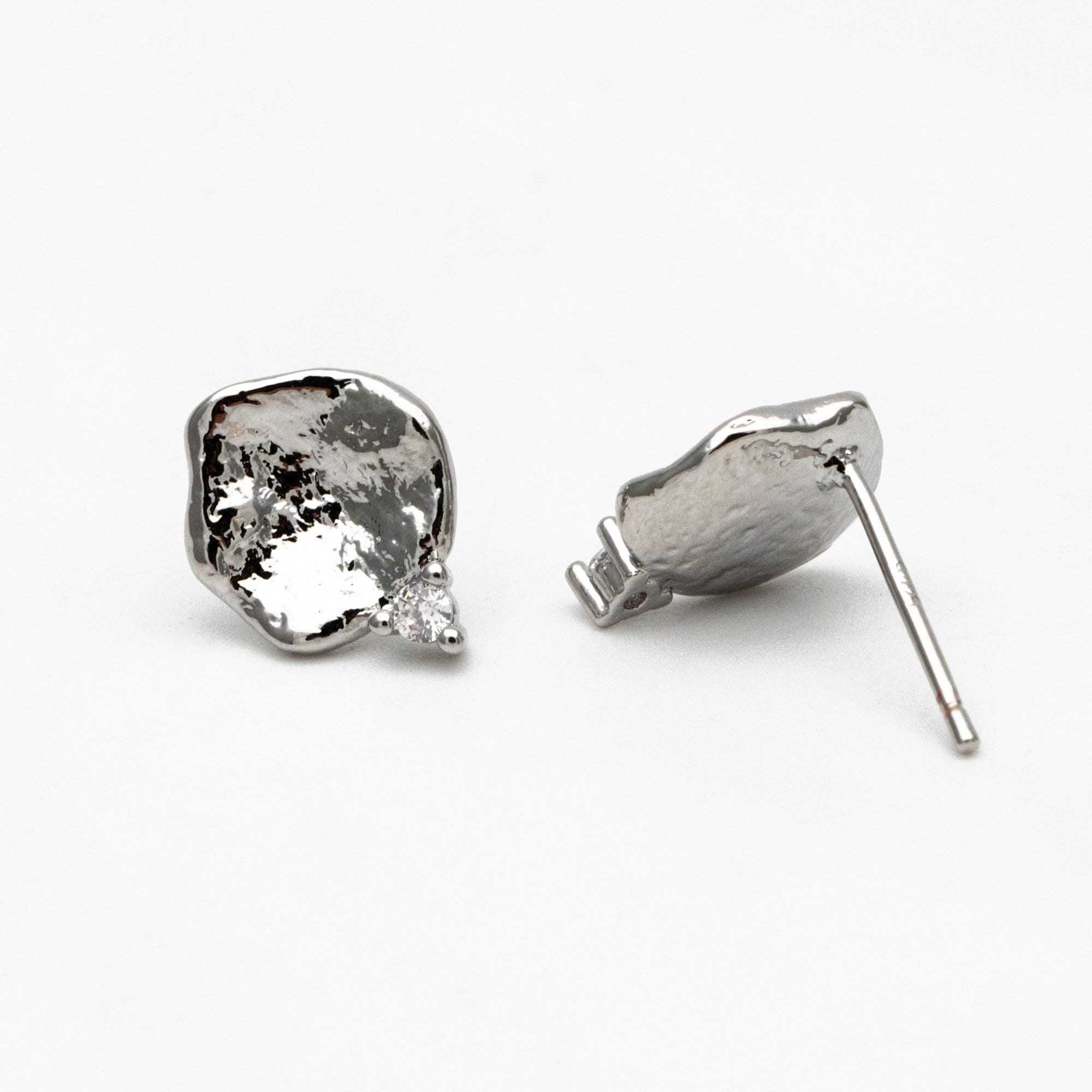 10pcs CZ Pave Gold/ Silver Irregular Earrings, 18K Gold/ Rhodium plated Brass, Dainty Stud Earrings (GB-4345)