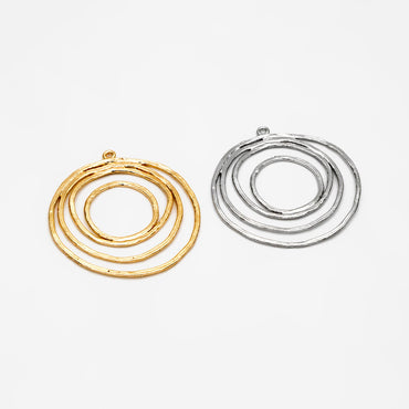 10pcs Gold/ Silver tone Circle Pendants 32x29mm, Gold/ Rhodium plated Brass Hoops, Wired Round Loop Charms (GB-1066-C)