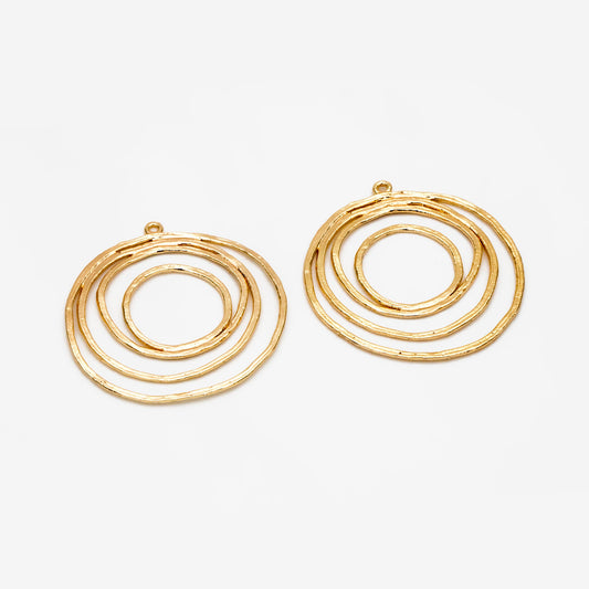 10pcs Gold/ Silver tone Circle Pendants 32x29mm, Gold/ Rhodium plated Brass Hoops, Wired Round Loop Charms (GB-955)