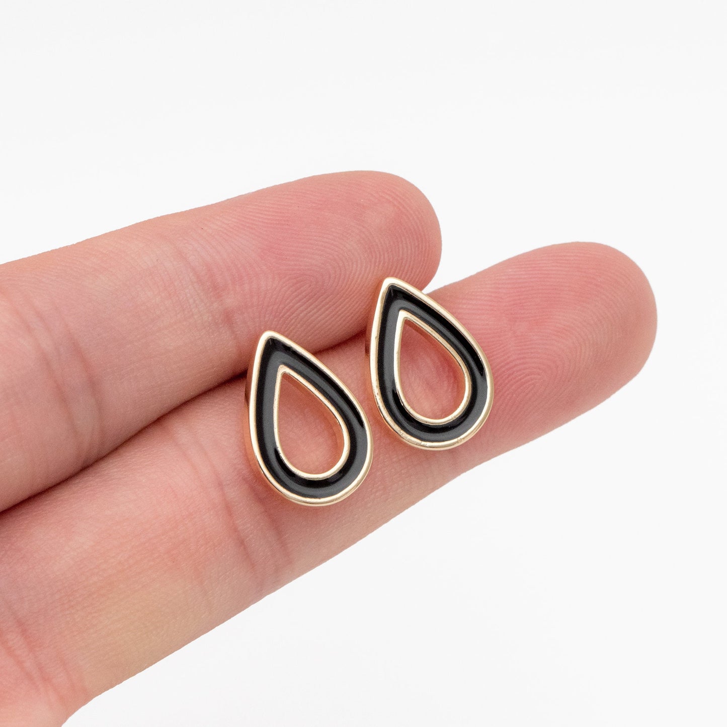 10pcs Acetate Teardrop Ear Posts 16x11mm, 18K Gold plated Brass Ear Findings (#GB-1579)