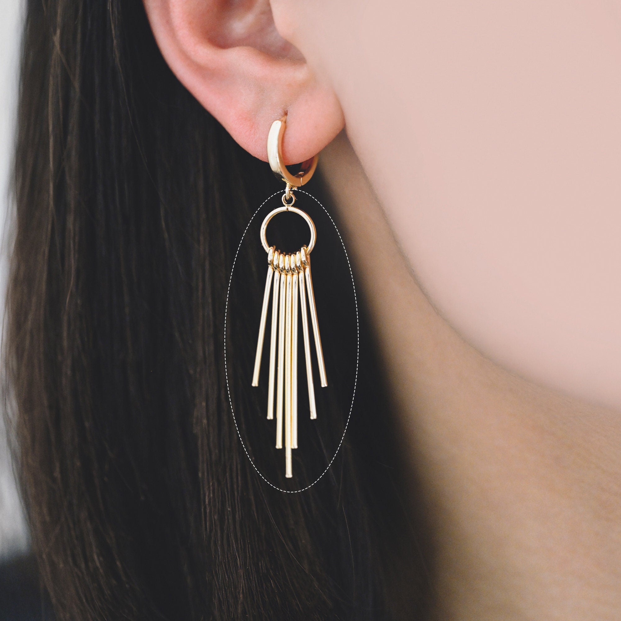 4pcs Gold Tassel Pendants, Gold plated Brass Bar Tassels, DIY Earring Charms (GB-1078)