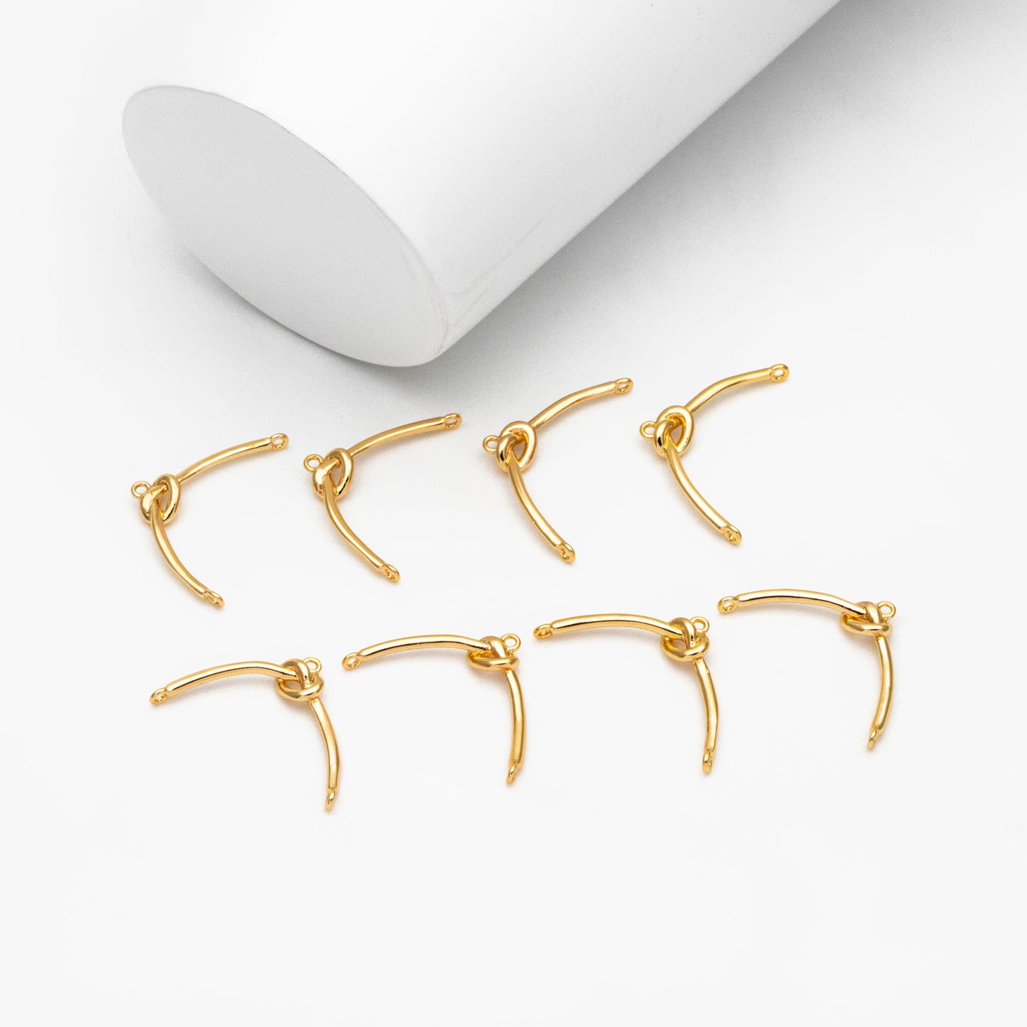 10pcs Gold Knot Connectors, 18K Gold plated Brass, 3 Loops Connector (GB-4405)