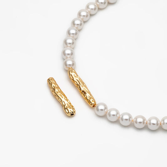 10pcs Gold Hammered Tube Beads, 22x5mm, 18K Gold plated Brass, Bar Spacer Beads (GB-4412)