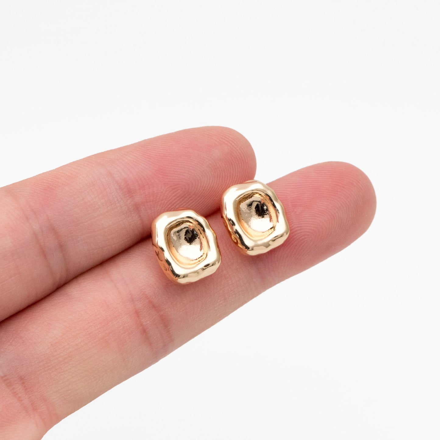 10pcs Gold Irregular Brass Stud Earrings: Minimalist Rectangle Ear Posts (GB-4417)