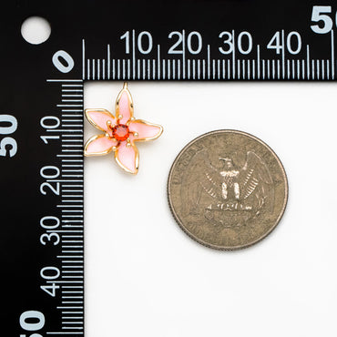 4pcs Gold Enamel Flower Charms, 18K Real Gold plated Brass, Floral Earring Pendants (GB-3950-C)