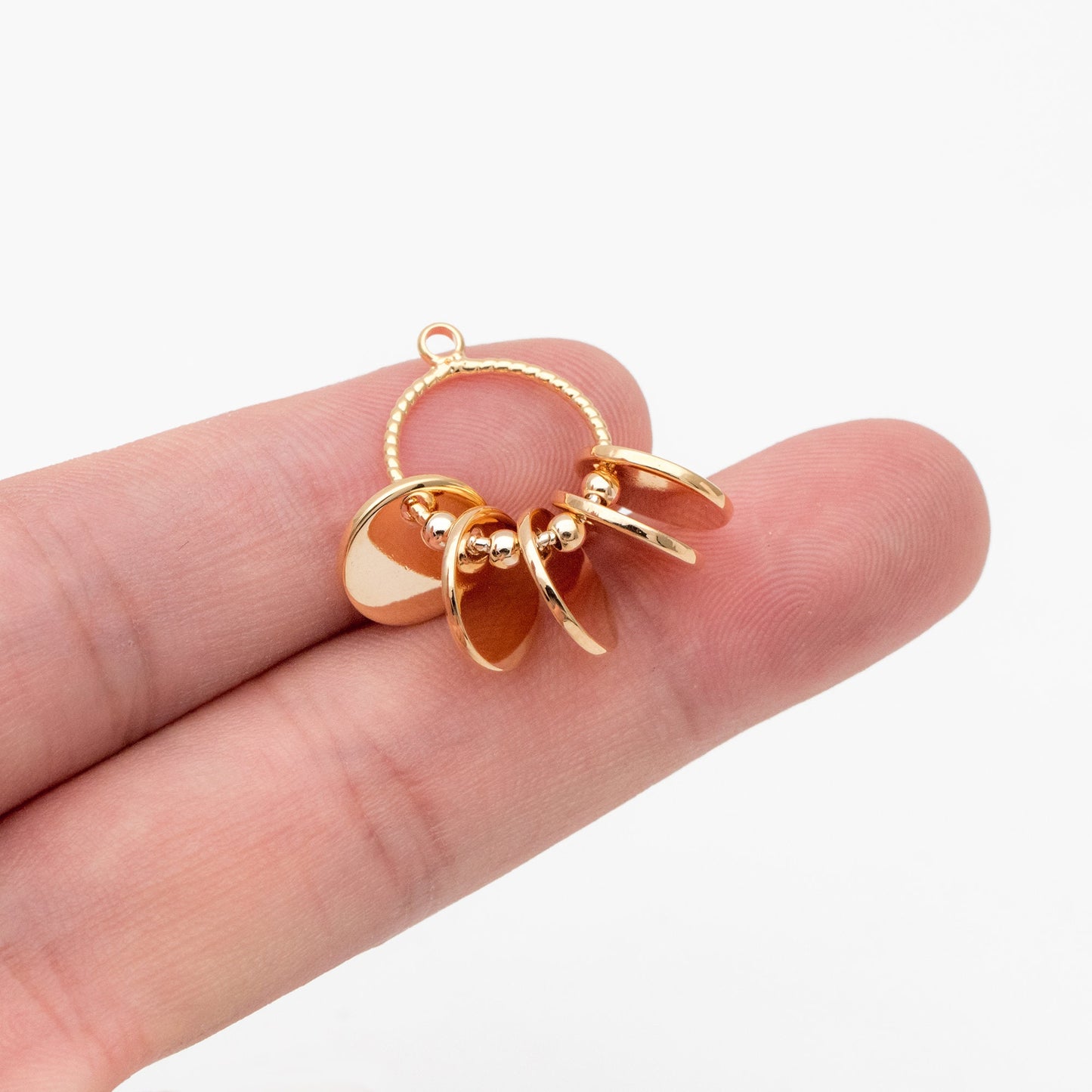 4pcs Gold Round Disc Charm, Gold plated Brass Earring Findings, Jewelry Making, Diy Material, Jewelry Supplies (GB-4411)