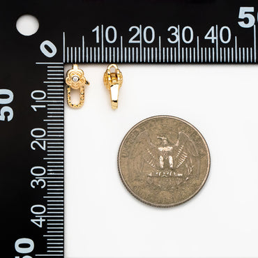 4pcs CZ Pave Gold Flower Lobster Claw Clasps, Real Gold plated Brass, Necklace Bracelet Charm Clasps (GB-4371)