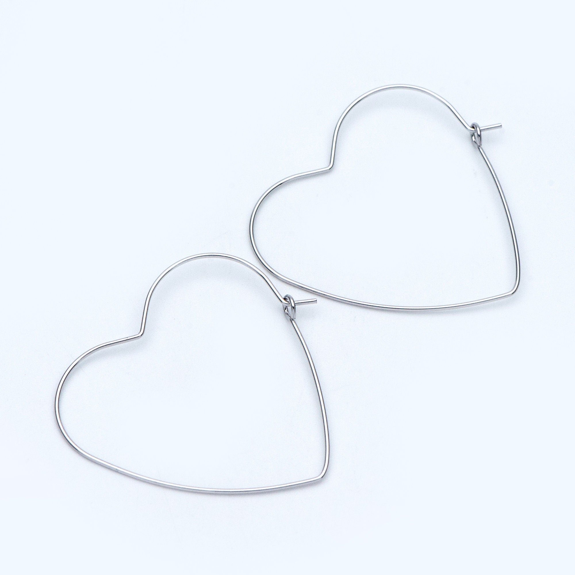 10pcs Gold/ Silver Tone Heart Earring Hoops, Geometric Earring Components (GB-698)