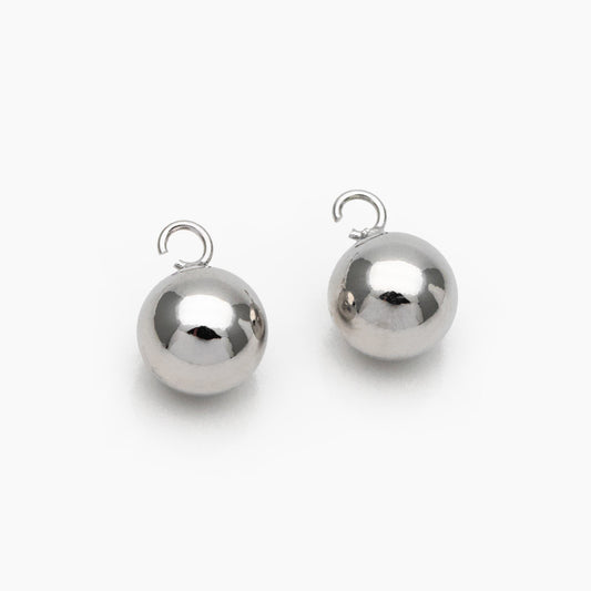 10pcs Gold/ Silver Sphere Charms 8mm, Real Gold/ Rhodium plated Brass, Round Ball Pendants (GB-4360)