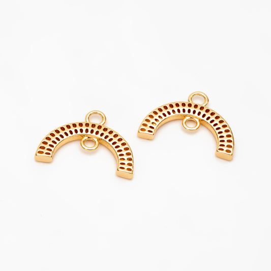 10pcs Gold Rainbow Charm Connectors, 18K Gold plated Brass, Arch Earring Charms (GB-4376)