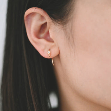 10pcs CZ Pave Gold/ Silver tone Earring Hooks, Real Gold/ Rhodium plated Brass, Simple Earwires with CZ End 15mm (GB-599)