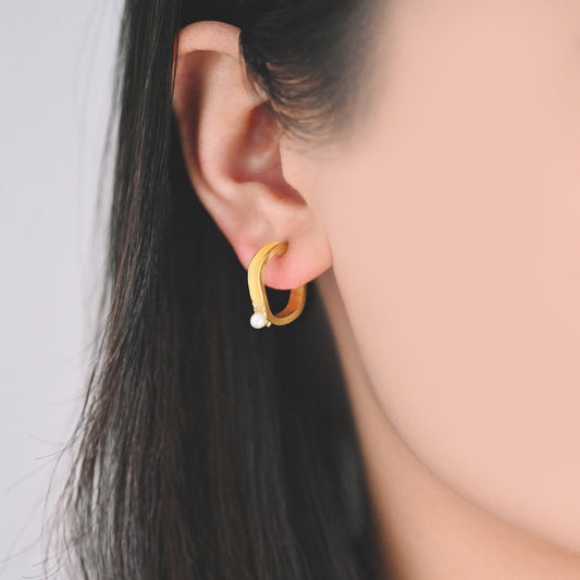 4pcs CZ Pave Yellow Enamel Ear Post 17mm, Real Gold Plated Brass Ear Stud (GB-1474-2)