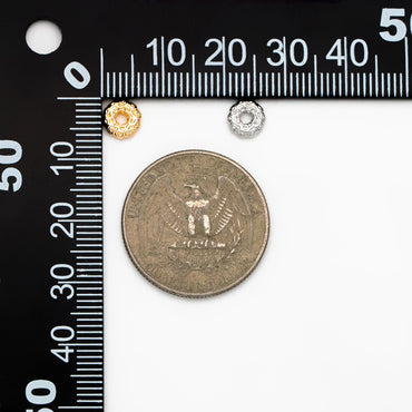 10pcs Gold/ Silver Tone Round Patterned Spacer Beads 6mm, Real Gold/ Rhodium plated Brass Flower Spacer Beads (GB-4365)