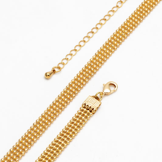 Gold/ Silver Multi Strand Ball Chains 6.2mm, Finished Bracelet/ Anklet/ Necklace with Extender Chain, Ready to Wear (#LK-233)