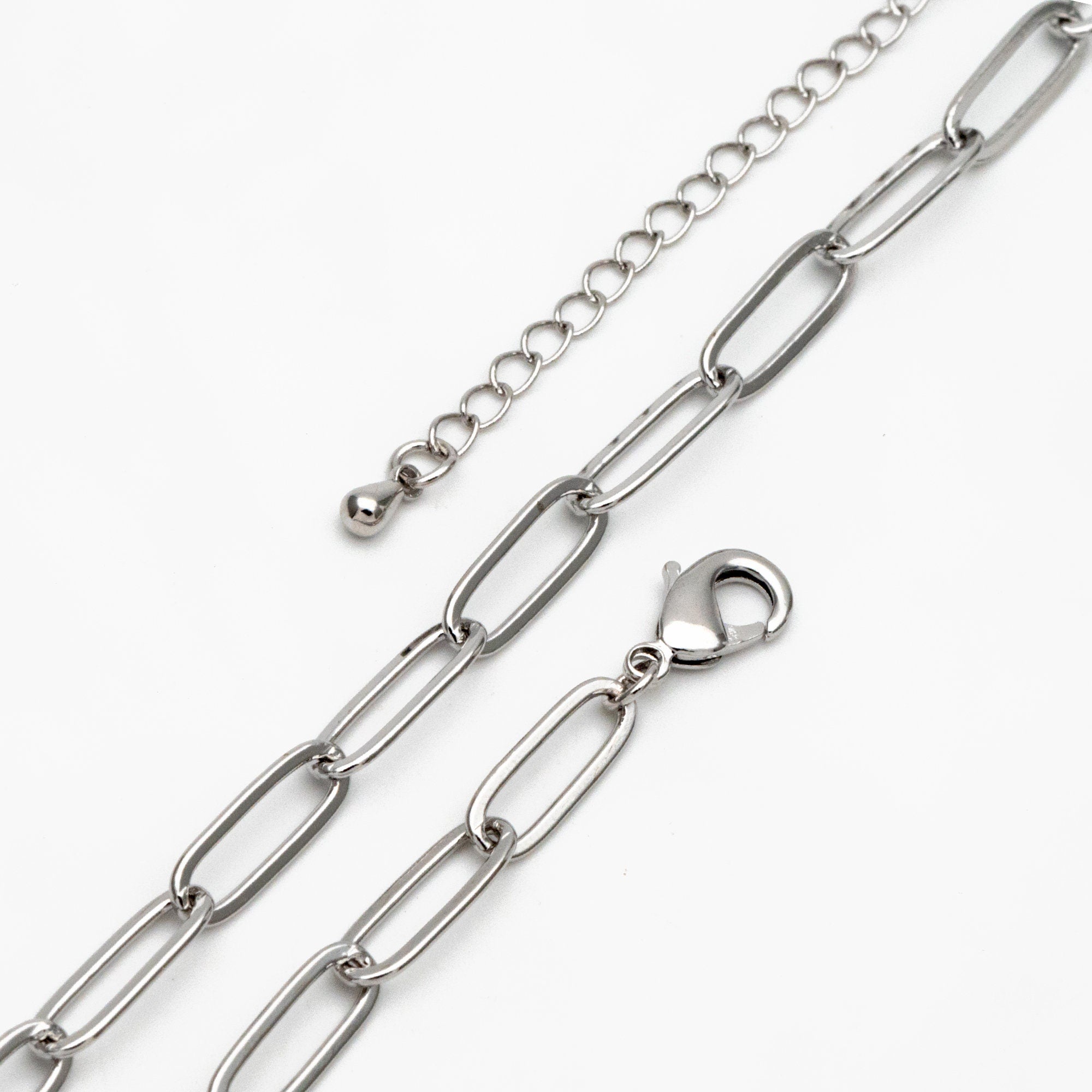 Gold/ Silver Paperclipe Chains 5mm, Finished Bracelet/ Anklet/ Necklace with Extender Chain, Ready to Wear (#LK-317)